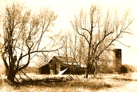 Old Barn at the Old Yellow Farmhouse in Sepia